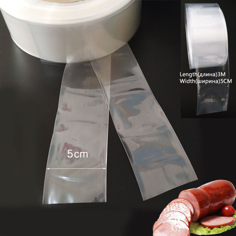 Оболочка для сосиски, пластиковая оболочка для сосиски с салями, ширина 50 мм, 3 метра ► Фото 1/6