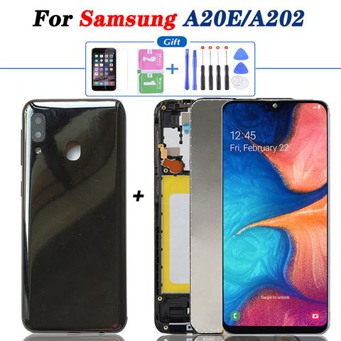 ЖК-дисплей для Samsung Galaxy A20e, дисплей с сенсорным экраном и дигитайзером в сборе, замена A202, A202F, задняя крышка A20E, оригинал ► Фото 1/6