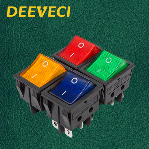 KCD4 красного и синего цвета 12v 220v 24v defond led тумблер 4 контакта с фиксацией вкл/выкл conffee машина светильник Кнопка кулисный переключатель ► Фото 1/6