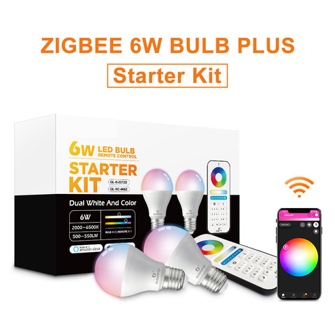 Светодиодная лампа Samrt Zigbee RGBW, меняющая цвет, E27 E26 6 Вт, затемняющий свет, совместимый с рассеянным освещением с концентратором Alexa Zigbee, ИК-пул... ► Фото 1/6