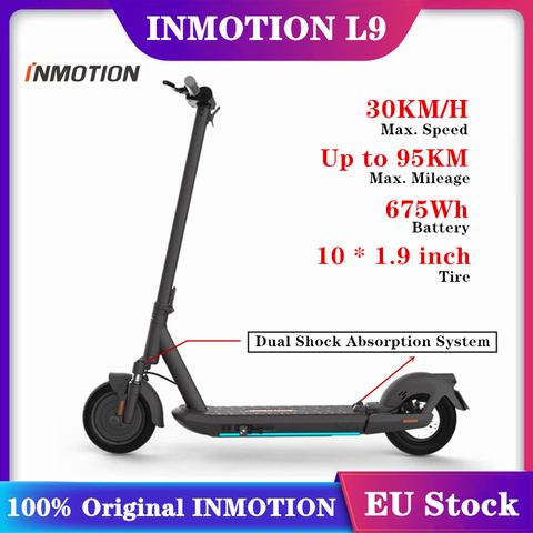 2022 Новый INMOTION L9 электрический скутер 48V 675Wh Kickscooter 1000w Макс Мощность 10 дюймов шины Макс Скорость, минус 30 км/ч, складные самокаты ► Фото 1/6