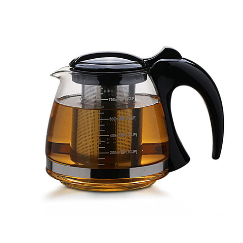 Креативный дизайн стеклянный чайник 750 мл и 1200 мл модный стеклянный чайник для чайного цветка со съемным стальным фильтром для заварки чайн... ► Фото 1/6