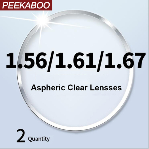 Линзы для очков с асферическим рецептом Peekaboo CR-39 resin, прозрачные Линзы для очков с дальнозоркостью и близорукостью 1,56, 1,61, 1,67, 1,74 ► Фото 1/6