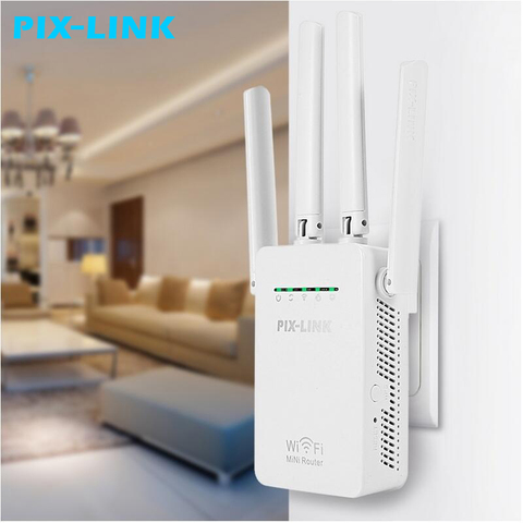 Беспроводной Wi-Fi роутер PIXLINK 300 Мбит/с WR09, Wi-Fi ретранслятор, расширитель, домашняя сеть 802.11b/g/n, RJ45, 2 порта, беспроводной Wi-Fi ► Фото 1/6
