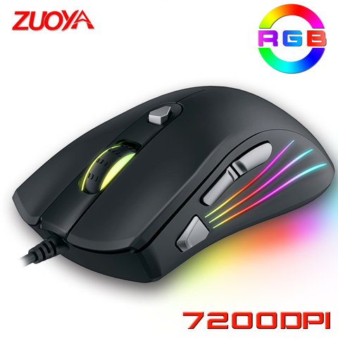 Оригинальная Проводная профессиональная игровая мышь, мыши 3600/7200DPI, RGB подсветка, светодиодный оптический датчик, 7 кнопок, для ноутбука, ком... ► Фото 1/6