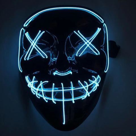 Хэллоуин маска 10 цветов EL Wire маска мигающий Косплей светодиодный неоновый костюм, неоновая маска для костюмированной вечеринки светящиеся танцевальные маски для карнавала вечеринки ► Фото 1/6