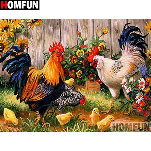 Алмазная 5D Вышивка HOMFUN «сделай сам», полноформатная картина «животное, курица, семейство», квадратная/круглая Стразы, декоративное искусст... ► Фото 1/6