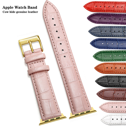 Роскошный кожаный ремешок для часов Apple Watch Band Series 5/3, спортивный браслет 42 мм 38 мм, ремешок для iwatch 6 4 SE Band ► Фото 1/6