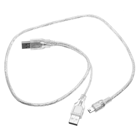 Новый продукт, Лучшая цена, прочный двойной USB 2,0 A штекер мини USB B 5-контактный Мужской кабель для передачи данных для 2,5 HDD жесткого диска ► Фото 1/6