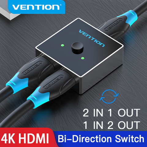 Vention HDMI сплиттер HDMI переключатель 4K Bi-Direction 1x 2/2x1 адаптер HDMI 2,0 переключатель 2 в 1 выход для Xiaomi TV Box PS4 HDMI коммутатор ► Фото 1/6