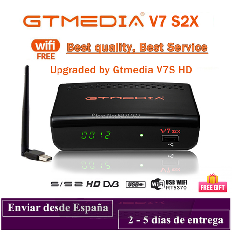 DVB-S2 Gtmedia V7 S2X спутниковый декодер 1080P DVB-S2 обновлен Gtmedia V7S HD включают в себя USB Wi-Fi, H.265 ТВ-приставка Freesat v7 без приложения ► Фото 1/6