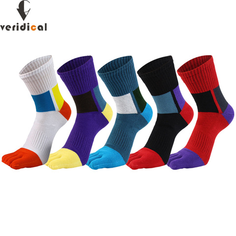 VERIDICAL спортивные носки с пятью пальцами, компрессионные цветные модные Молодежные антибактериальные Дышащие носки с пальцами ЕС 38-44 ► Фото 1/6
