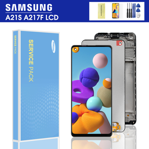 ЖК-дисплей AMOLED 6,5 дюйма для Samsung Galaxy A21s A217, ЖК-дисплей с рамкой и сенсорным экраном, дигитайзер для Samsung A21s SM-A217F/DS, ЖК-дисплей ► Фото 1/6