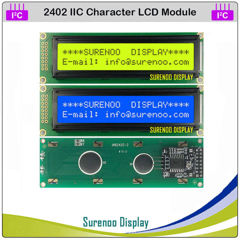 Последовательный ЖК-модуль IIC / I2C / TWI 2402 242 24*2 символа, панель дисплея, желтый, зеленый, синий с подсветкой для Arduino ► Фото 1/3