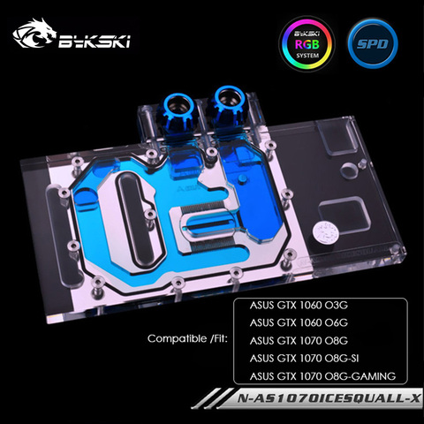 Блок водяного охлаждения Bykski для ASUS GTX 1060 O3G O6G, кулер GPU для ASUS GTX 1070 O8G/SI/GAMING, N-AS1070ICESQUALL-X ► Фото 1/6