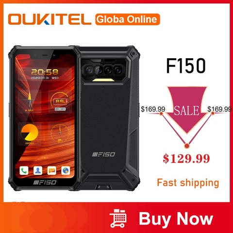 OUKITEL F150 NFC IP68 Водонепроницаемый прочный смартфон 13MP Quad камеры 5,86 ''6 ГБ + 64 ГБ 8000 мАч Android 10,0 Восьмиядерный мобильный телефон ► Фото 1/6