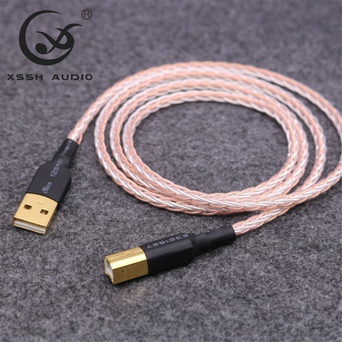 USB кабели XSSH аудио DIY OCC 7n медный серебристый смешанный OFC медный проводник USB A к USB B аудио кабель провод ► Фото 1/6