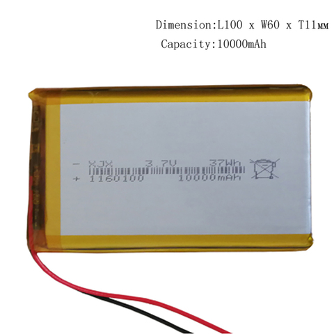 10000 mah 3,7 v 1160100 Batterie Li-po аккумуляторные батареи для планшета Дополнительный внешний аккумулятор MP4 Remplacement батарея ► Фото 1/3