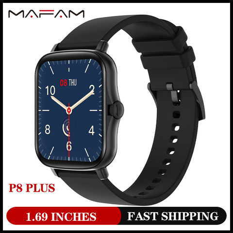 MAFAM 2022 Top1 Смарт-часы для мужчин и женщин P8 Plus, 1,69 дюймовый полный сенсорный фитнес-трекер, 190 мАч с длинной батареей Смарт-часы Y20 PK P8 ► Фото 1/6
