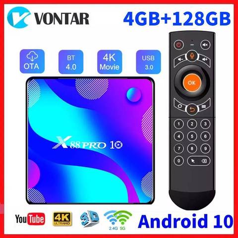 Android 10,0 Смарт ТВ-бокс RK3318 Google Android 10 TVBOX медиаплеер 4 Гб ОЗУ 128 Гб ПЗУ Youtube 4K телеприставка 2G16G ► Фото 1/6