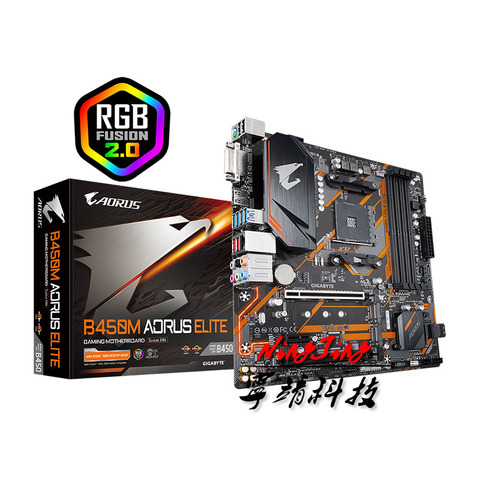 Материнская плата Gigabyte GA B450M AORUS ELITE AMD B450 /4-DDR4 DIMM /M.2 /USB3.1 /Micro-ATX/Новая/стандартная двухканальная материнская плата AM4 ► Фото 1/5