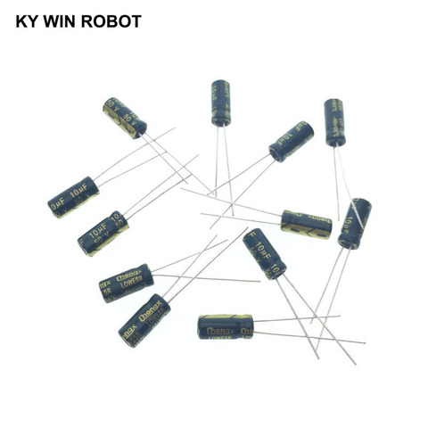 Алюминиевый электролитический конденсатор 50 шт., 10 мкФ, 50 в, 10 МФ, 105C, 5 х11 мм, 50 В, 10 мкФ, радиальный провод ► Фото 1/6