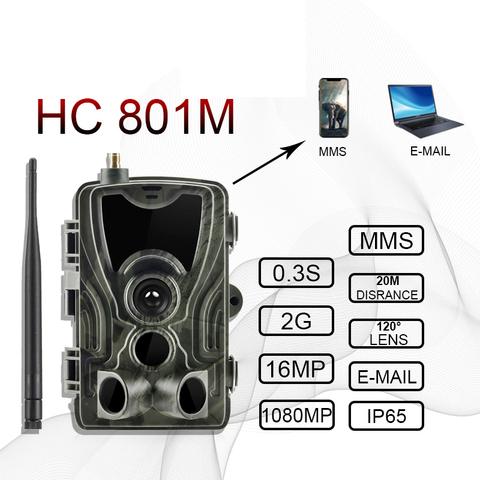 Охотничья тропа HC801M 2G, камера 16 МП 1080P MMS/SMTP/SMS для дикой природы, фотоловушка 0,3 sTrigger, Охотничья камера ночного видения ► Фото 1/6