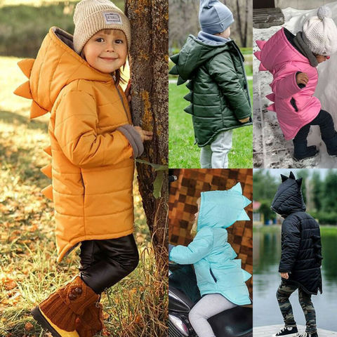 Pudcoco 2022 новые модные детские толстовки для мальчиков и девочек, верхняя одежда, пальто с 3D динозавром, зимняя теплая куртка ► Фото 1/6