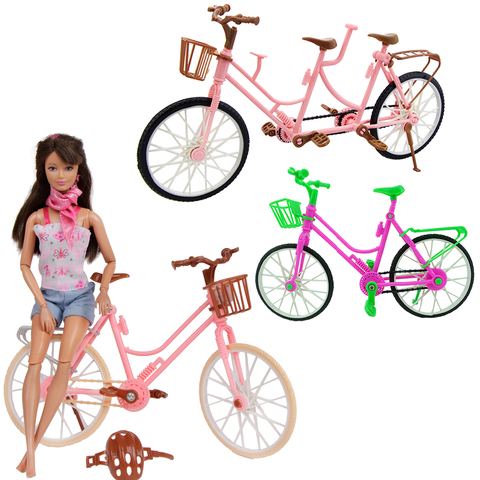 Аксессуары для кукол разных стилей, розовый, зеленый пластиковый велосипед, фотоцикл для куклы Барби, кукольный домик Кен, Набор детских игрушек ► Фото 1/6