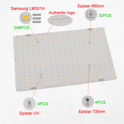 LM301H QB288 Quantum Tech V3 светодиодная плата 3000K 3500K mix660nm, только УФ ИК-плата, без драйвера, без радиатора ► Фото 1/6