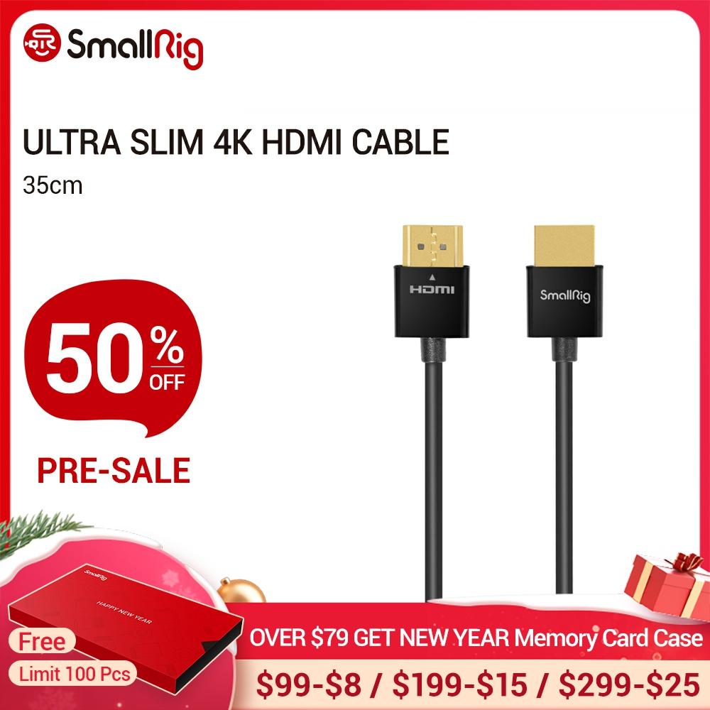Ультратонкий кабель SmallRig 4K HDMI, кабель 35 см с портами HDMI для цифровой зеркальной камеры/монитора/беспроводного видеопередатчика и приемника... ► Фото 1/5
