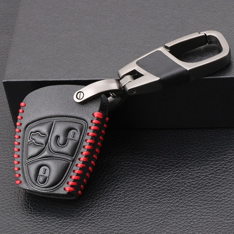 Кожаный чехол для ключей для автомобиля, 3/4 кнопки, чехол для смарт-ключей, чехол для брелка для Mercedes-Benz B C E ML S CLK CL Vito 639, умный ключ ► Фото 1/6