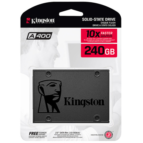 Внутренний жесткий диск SSD Kingston, SATA3, A400, 240 ГБ, 480 ГБ, 240 ГБ, SATAIII, 2,5 дюйма, TLC для ПК, ноутбука, компьютера ► Фото 1/6