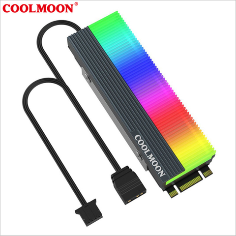 CoolMoon M.2 SSD 2280 ARGB Heasink, M.2 твердотельный накопитель, радиатор RGB, жилет для охлаждения жесткого диска, 5 в M/B SYNC ► Фото 1/4