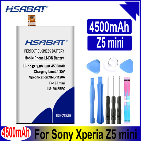 Новый аккумулятор HSABAT 4500 мАч LIS1594ERPC для Sony Xperia Z5 mini Z5 compact E5823 E5803 XA Ultra C6 F3216Xc Xmini ► Фото 1/6