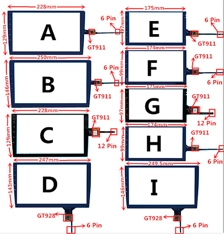7/9/10.1/10.2 inch GT911 GT928 Capacitive Universal Digitizer for Car DVD GPS navigation multimedia Touchscreen panel Glass ► Фото 1/2
