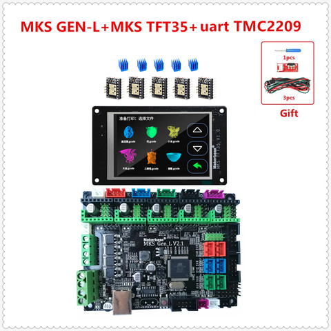 Аксессуары для 3D-принтера MKS GEN L V2.1 + MKS TFT35, плата шагового драйвера a4988 DRV8825 tmc2100 tmc2208 tmc2130 TMC2209 ► Фото 1/6