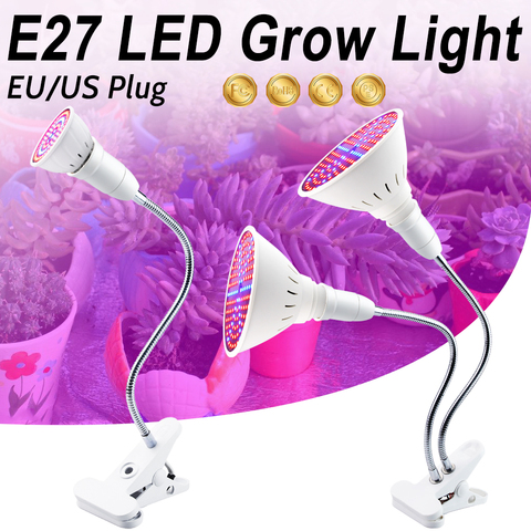 Светодиодный светильник Phyto, полный спектр, светодиодный E27 светильник для выращивания растений, штепсельная лампа для ЕС и США, домашняя ла... ► Фото 1/6