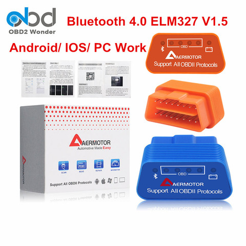 Автомобильный диагностический сканер Aermotor ELM327 Bluetooth 4,0 Elm327 WIFI OBD2 V1.5 ELM 327 Bluetooth 4 OBDII 1,5 для IOS Android ПК ► Фото 1/6