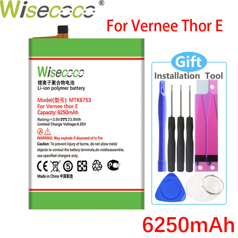 WISECOCO 6250mAh MTK6753 батарея для Vernee Thor E мобильный телефон в наличии Новый высокое качество + код отслеживания ► Фото 1/4