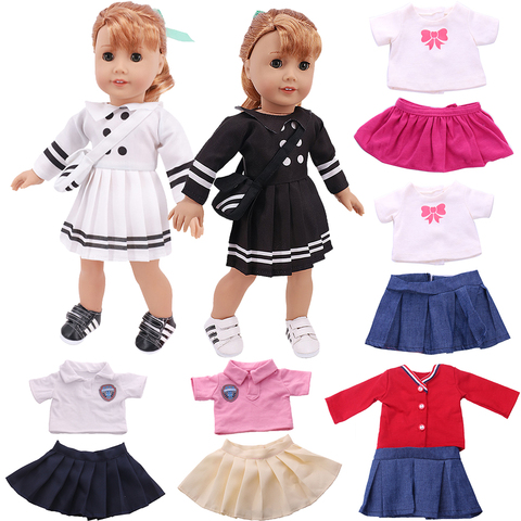 Плиссированное платье для куклы ручной работы, костюм для американской куклы 16-18 дюймов 43 см, товары для кукол новорожденных нашего поколения Nenuco ► Фото 1/6