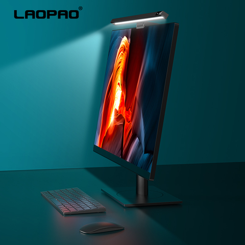 Светодиодная настольная лампа LAOPAO с плавным затемнением, осветительный прибор для чтения, с питанием от USB, для мониторов компьютеров и мониторов ► Фото 1/6