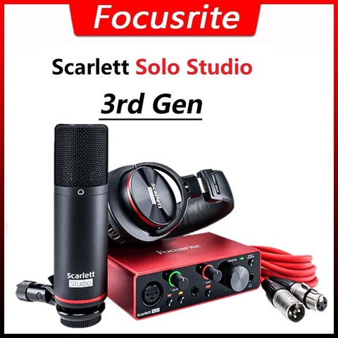 Focusrite Scarlett Solo Studio 3-го поколения USB звуковая карта набор гарнитуры звуковой интерфейс студия с микрофоном и наушниками ► Фото 1/6