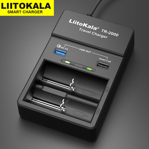 Новинка, зарядное устройство для аккумуляторов LiitoKala TR-2000 18650 и дорожное USB-устройство QC3.0 для быстрой зарядки 18650, 26650, 21700, AA и 5 В ► Фото 1/5