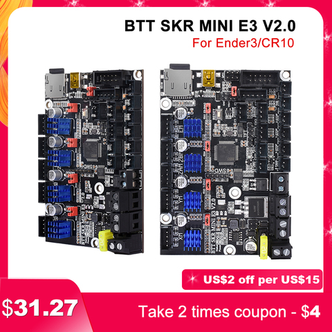 32-битная плата управления BIGTREETECH SKR MINI E3 V2 с TMC2209 UART, запчасти для 3D-принтера Creality Ender 3 Pro, наборы CR10 ► Фото 1/6
