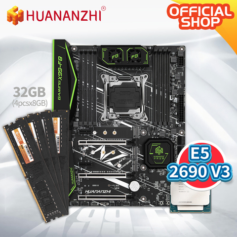 HUANANZHI X99 F8 X99 материнская плата с Intel XEON E5 2690 v3 с 4*8G DDR4 без ECC памяти комбо комплект NVME SATA 3,0 USB 3,0 ► Фото 1/1