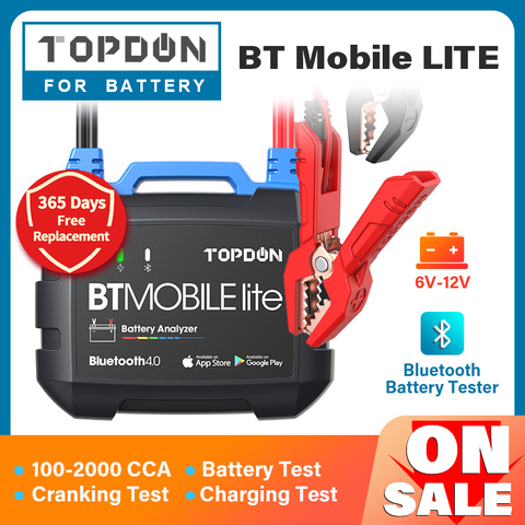 TOPDON Bluetooth Автомобильный Батарея тестер BT мобильный lite 12V Беспроводной Батарея монитор 100 2000CCA Авто Зарядное устройство сгибать программное средство анализатора ► Фото 1/6