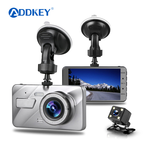 Автомобильный видеорегистратор ADDKEY, видеорегистратор с двумя объективами, автомобильная камера Full HD 1080P, 4 дюйма, IPS, переднее и заднее виден... ► Фото 1/6
