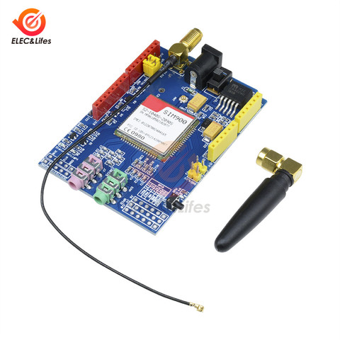 Макетная плата SIM900 850/900/1800/1900 МГц GPRS/GSM, модуль в комплекте для Arduino UNO GPIO PWM RTC со слотом для SIM-карты и антенной ► Фото 1/6