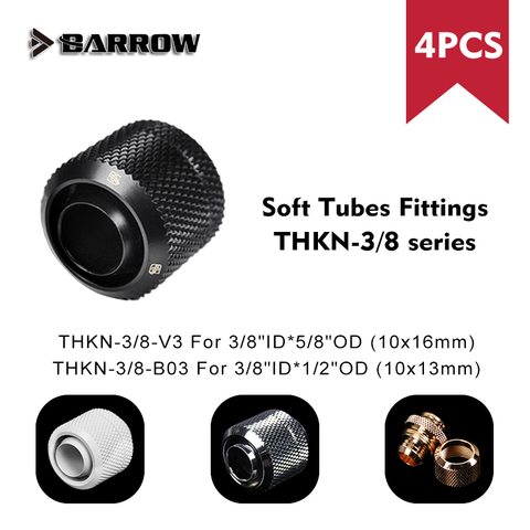 Barrow THKN-3/8 серии, мягкий трубчатый фитинг, G1/4 дюйма адаптер, для 3/8 дюйма ID x 5/8 дюйма OD (10x16 мм) или наружный диаметр 3/8 дюйма x 1/2 дюйма (10x13 мм) ► Фото 1/5